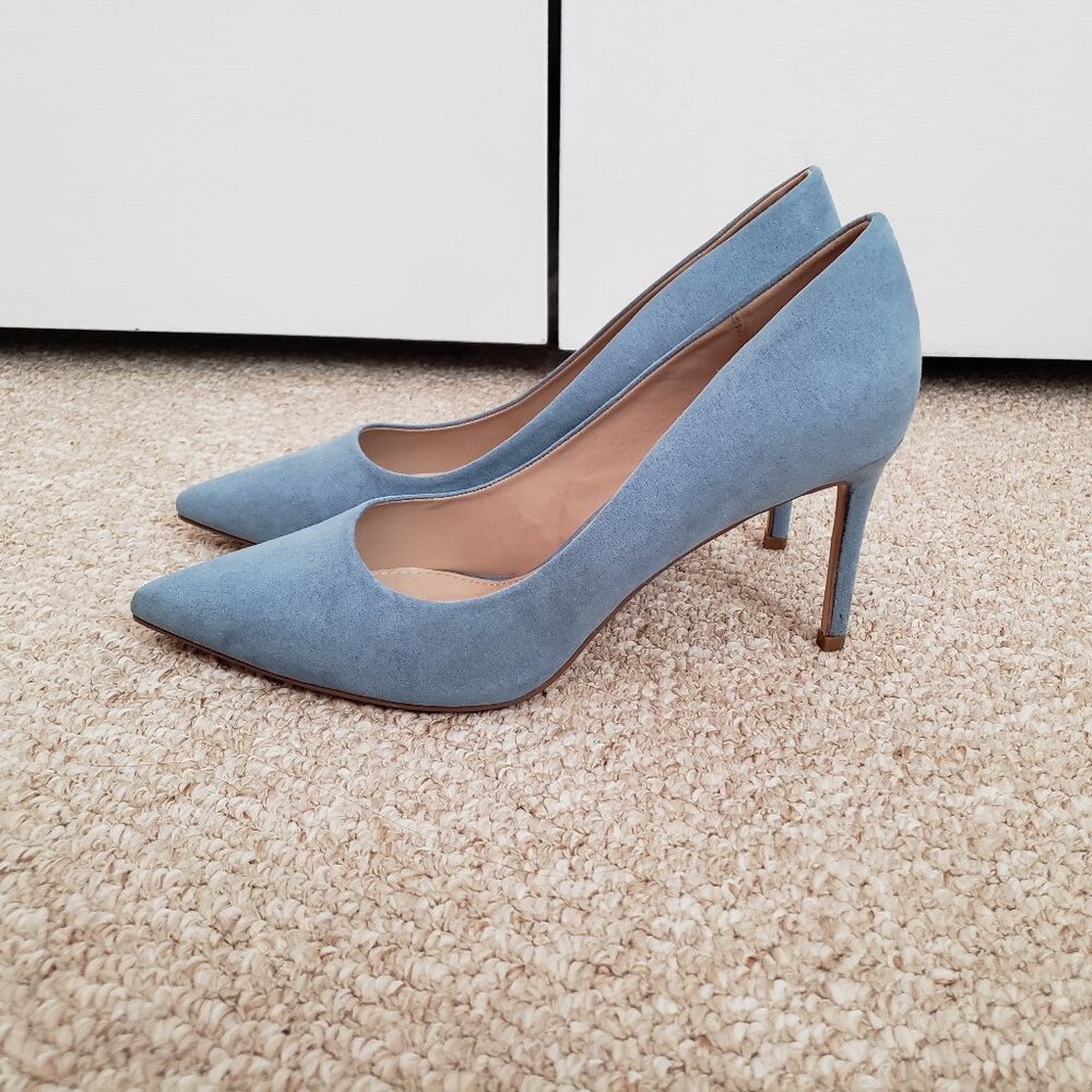 Blue suede heels